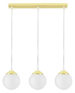 LAMPA WISZĄCA SUFITOWA NOWOCZESNA POTRÓJNA ZŁOTO KLASYCZNE BIAŁE KULE FINO 3 LED