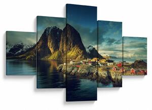 Obraz wioski rybackiej w Norwegii (125x70 cm)