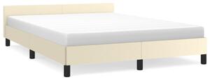 Rama łóżka z zagłówkiem, kremowa, 140x190 cm, sztuczna skóra