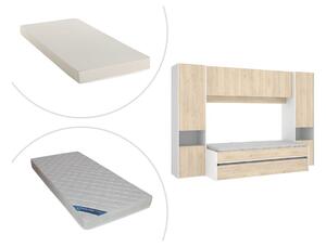 Łóżko wysuwane SELENA - 90x190 cm - Kolor: dębowo-biały + materac
