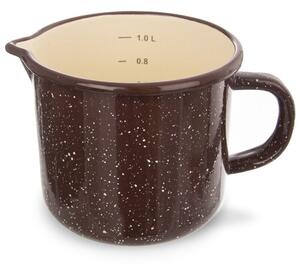Kubek emaliowany z miarką brązowy BROWN 1,2 l
