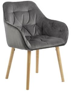 Aksamitne krzesło do jadalni w stylu skandynawskim Brooke VIC wood