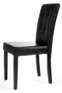MebleMWM Krzesło tapicerowane drewniane MY8683 | Czarna ekoskóra | Czarne nogi | Outlet