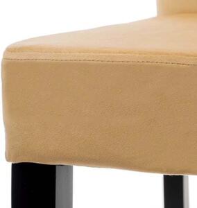 MebleMWM Krzesło tapicerowane drewniane MY8683 żółte beige | Czarne nogi | Outlet