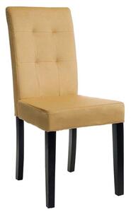 MebleMWM Krzesło tapicerowane drewniane MY8683 żółte beige | Czarne nogi | Outlet