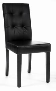 MebleMWM Krzesło tapicerowane drewniane MY8683 | Czarna ekoskóra | Czarne nogi | Outlet