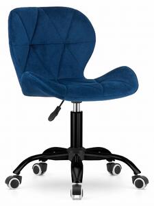 Krzesło obrotowe fotel na kółkach Eliot aksamit niebieskie czarna podstawa