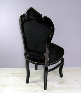 Krzesło dekoracyjne Kair, czarna, drewniana rama, czarne, welurowe obicie
