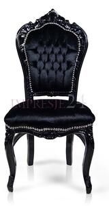 Krzesło dekoracyjne Kair, czarna, drewniana rama, czarne, welurowe obicie