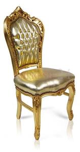 Dekoracyjne krzesło Kair, złota, drewniana rama, złote obicie z eko-skóry