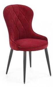 Krzesło K366 - bordowe, tapicerowane czerwonym welwetem do jadalni