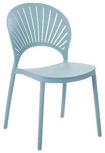 Zestaw 4 krzeseł plastikowych do jadalni ogrodu sztaplowane niebieski Ostia Beliani