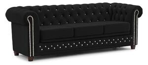 Czarna aksamitna rozkładana sofa 203 cm York Blik – Ropez