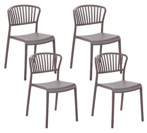 Zestaw 4 krzeseł plastikowych do jadalni ogrodu sztaplowane beżowoszary Gela Beliani
