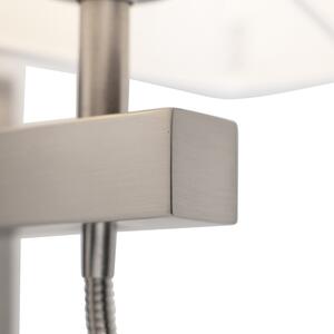 Nowoczesny Kinkiet / Lampa scienna stalowy z białym kloszem - Bergamo Oswietlenie wewnetrzne