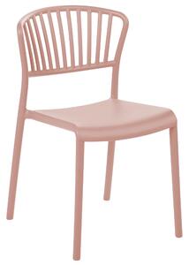 Zestaw 4 krzeseł plastikowych do jadalni ogrodu sztaplowane różowy Gela Beliani
