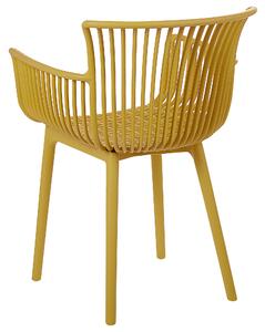 Zestaw 4 krzeseł plastikowych do jadalni ogrodu z podłokietnikami żółty Pesaro Beliani