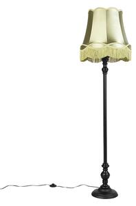 Klasyczna lampa podłogowa czarna klosz Granny zielony 45cm - Classico Oswietlenie wewnetrzne