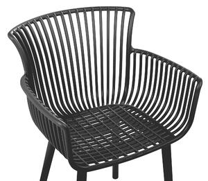 Zestaw 4 krzeseł plastikowych do jadalni ogrodu z podłokietnikami czarny Pesaro Beliani