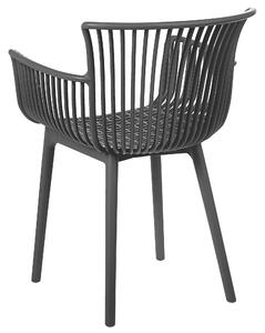 Zestaw 4 krzeseł plastikowych do jadalni ogrodu z podłokietnikami czarny Pesaro Beliani