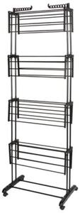 Suszarka na pranie metalowa czarna pionowa na kółkach XXL 74,5x64x225 cm