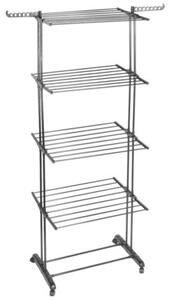 Suszarka na pranie metalowa czarna pionowa na kółkach XXL 74,5x64x225 cm