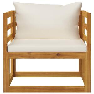 Krzesło ogrodowe z kremowymi poduszkami, lite drewno akacjowe