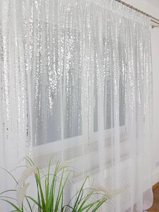 Firana gotowa woalowa 300x250 cm - biaÅa, srebrny deszczyk, taÅma marszczÄ ca