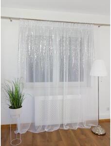 Firana gotowa woalowa 300x250 cm - biaÅa, srebrny deszczyk, taÅma marszczÄ ca