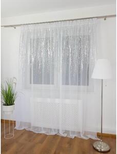 Firana gotowa woalowa 300x250 cm - biaÅa, srebrny deszczyk, taÅma marszczÄ ca
