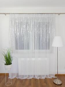Firana gotowa woalowa 300x250 cm - biaÅa, srebrny deszczyk, taÅma marszczÄ ca