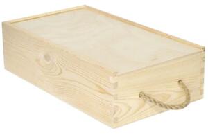 Pudełko na Wino z Przesuwną Pokrywą | CREATIVE DECO | 2 Butelki 35x21x11cm | Naturalny