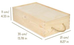 Pudełko na Wino z Przesuwną Pokrywą | CREATIVE DECO | 2 Butelki 35x21x11cm | Naturalny