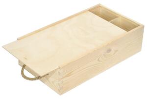 Pudełko na Wino z Przesuwną Pokrywą | CREATIVE DECO | 2 Butelki 35x21x11cm | Naturalny