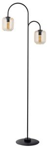 Lampa podłogowa nowoczesna minimalistyczna czarna dwa szklane bursztynowe klosze 2xE27 15W Shine Sigma Lighting