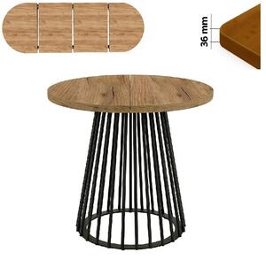 Stół 80/180 cm okrągły rozkładany, blat 3,6 cm, Ażurowa Metalowa podstawa I ArtDHome