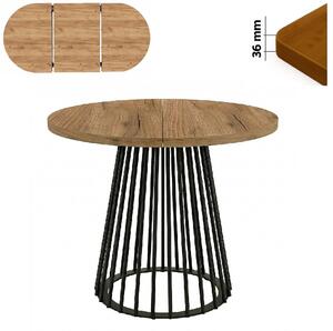 Stół 100/150 cm okrągły rozkładany, blat 3,6 cm, Ażurowa Metalowa podstawa I ArtDHome