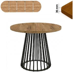 Stół 100/250 cm okrągły rozkładany, blat 3,6 cm, Ażurowa Metalowa podstawa I ArtDHome