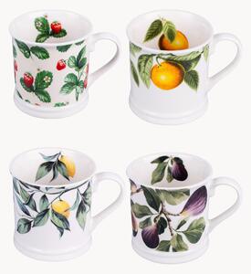 Komplet kubków z porcelany kostnej Limonami, 4 elem