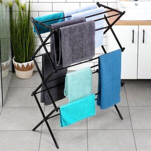 Suszarka na pranie metalowa czarna pionowa rozsuwana 44,5-75x37,5x105 cm