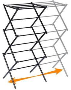 Suszarka na pranie metalowa czarna pionowa rozsuwana 44,5-75x37,5x105 cm