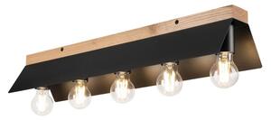 Lamkur Plafon ESME 5xE27/15W/230V czarny/dąb LA53417