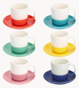 Komplet filiżanek ze spodkami z porcelany kostnej Rainbow, 12 elem