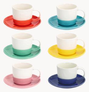 Komplet filiżanek ze spodkami z porcelany kostnej Rainbow, 12 elem