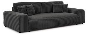 Ciemnoszara sztruksowa rozkładana sofa ze schowkiem 260 cm Justin – Ropez