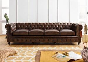 CHESTERFIELD Sofa #104 Brązowa skóra naturalna 274x82x75 cm