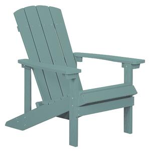 Krzesło imitacja drewna ogrodowe na ganek z podłokietnikami turkusowy Adirondack Beliani