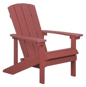 Krzesło imitacja drewna ogrodowe na ganek z podłokietnikami czerwone Adirondack Beliani