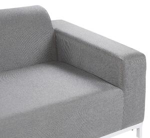 Sofa ogrodowa tapicerowana 3-osobowa odporna na UV szara białe nóżki Rovigo Beliani