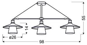 Loft Lampa Wisząca 3X60W E27 Czarny